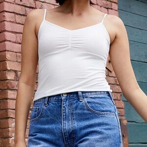 NWOT Brandy Melville Cinched Gina Archie White Tank Top